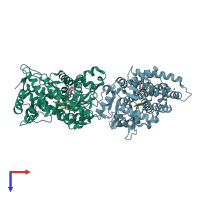 PDB entry 4wnw coloured by chain, top view.