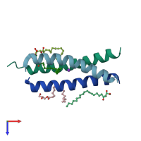 PDB entry 4wol coloured by chain, top view.
