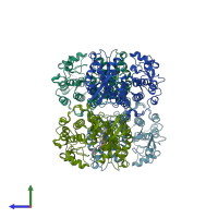 PDB entry 4wot coloured by chain, side view.