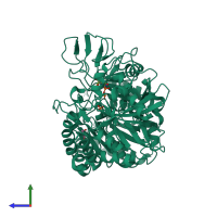 PDB entry 4wou coloured by chain, side view.