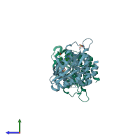 PDB entry 4wov coloured by chain, side view.