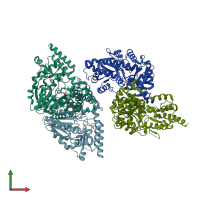 PDB entry 4wp0 coloured by chain, front view.