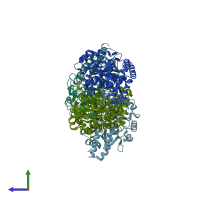 PDB entry 4wp0 coloured by chain, side view.