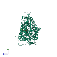 PDB entry 4wp7 coloured by chain, side view.