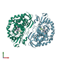 PDB entry 4wpd coloured by chain, front view.