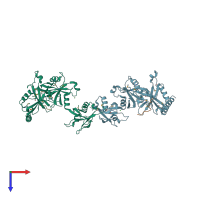 PDB entry 4wpi coloured by chain, top view.