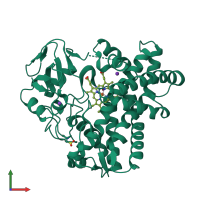 PDB entry 4wpz coloured by chain, front view.