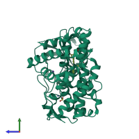 PDB entry 4wpz coloured by chain, side view.
