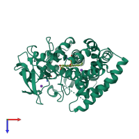 PDB entry 4wpz coloured by chain, top view.