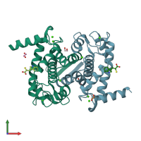 PDB entry 4wq2 coloured by chain, front view.