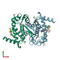 PDB entry 4wq3 coloured by chain, front view.