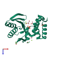 PDB entry 4wqk coloured by chain, top view.