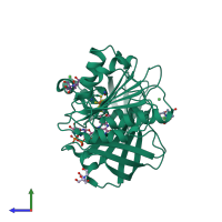 PDB 4wqm coloured by chain and viewed from the side.