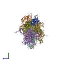 PDB entry 4wqs coloured by chain, side view.