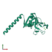 PDB entry 4wr9 coloured by chain, front view.