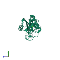 PDB entry 4wr9 coloured by chain, side view.