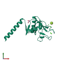 PDB entry 4wrf coloured by chain, front view.