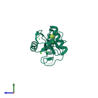 PDB entry 4wrf coloured by chain, side view.