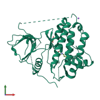 PDB entry 4wrg coloured by chain, front view.