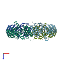 PDB entry 4wrr coloured by chain, top view.