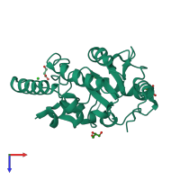 PDB entry 4wrw coloured by chain, top view.