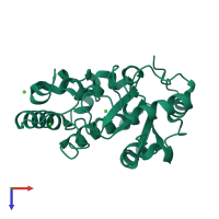 PDB entry 4wrx coloured by chain, top view.