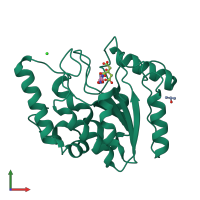 PDB entry 4wrz coloured by chain, front view.