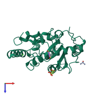 PDB entry 4wrz coloured by chain, top view.