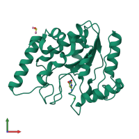 PDB entry 4ws3 coloured by chain, front view.