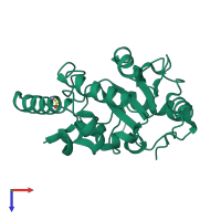 PDB entry 4ws3 coloured by chain, top view.