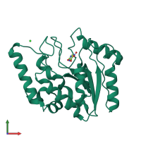 PDB entry 4ws5 coloured by chain, front view.