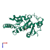 PDB entry 4ws5 coloured by chain, top view.