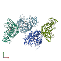 PDB entry 4wsk coloured by chain, front view.