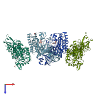 PDB entry 4wsk coloured by chain, top view.