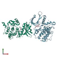PDB entry 4wsq coloured by chain, front view.