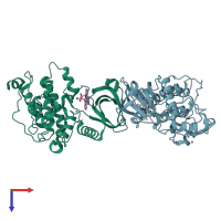 PDB entry 4wsq coloured by chain, top view.