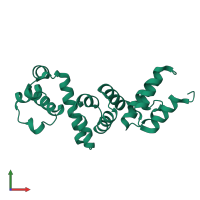 PDB entry 4wt3 coloured by chain, front view.