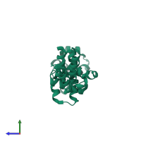 PDB entry 4wt3 coloured by chain, side view.