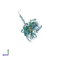 PDB entry 4wth coloured by chain, side view.