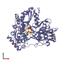 PDB entry 4wtl coloured by chain, front view.