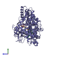 PDB entry 4wtm coloured by chain, side view.