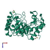 PDB entry 4wtp coloured by chain, top view.