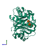 PDB entry 4wts coloured by chain, side view.