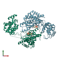 PDB entry 4wtv coloured by chain, front view.