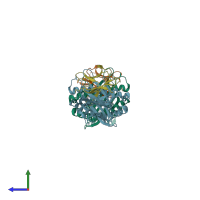 PDB entry 4wu7 coloured by chain, side view.