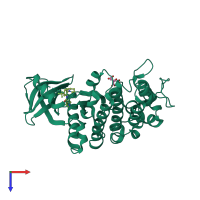 PDB entry 4wua coloured by chain, top view.
