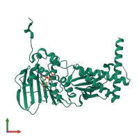 PDB entry 4wub coloured by chain, front view.