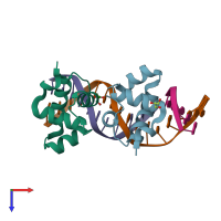 PDB entry 4wuh coloured by chain, top view.