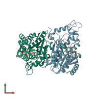 PDB entry 4wuv coloured by chain, front view.