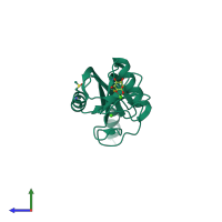 PDB entry 4wuw coloured by chain, side view.